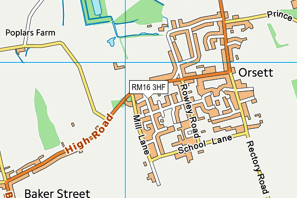 RM16 3HF map - OS VectorMap District (Ordnance Survey)