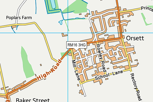 RM16 3HG map - OS VectorMap District (Ordnance Survey)