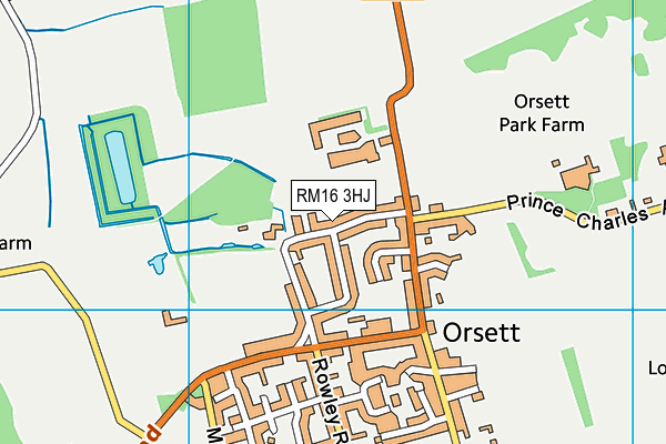 RM16 3HJ map - OS VectorMap District (Ordnance Survey)
