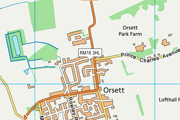 RM16 3HL map - OS VectorMap District (Ordnance Survey)