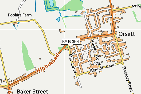 RM16 3HN map - OS VectorMap District (Ordnance Survey)