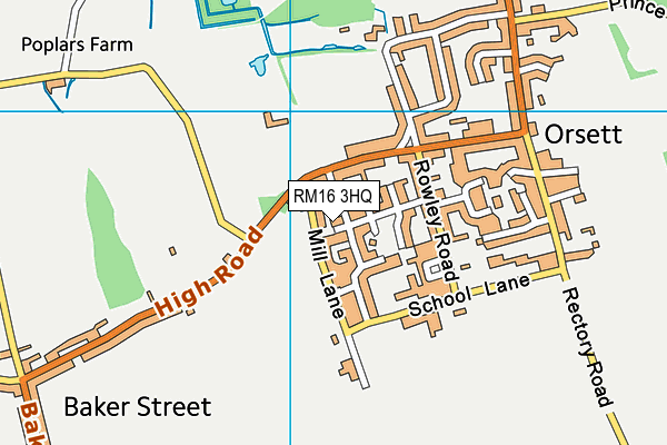 RM16 3HQ map - OS VectorMap District (Ordnance Survey)