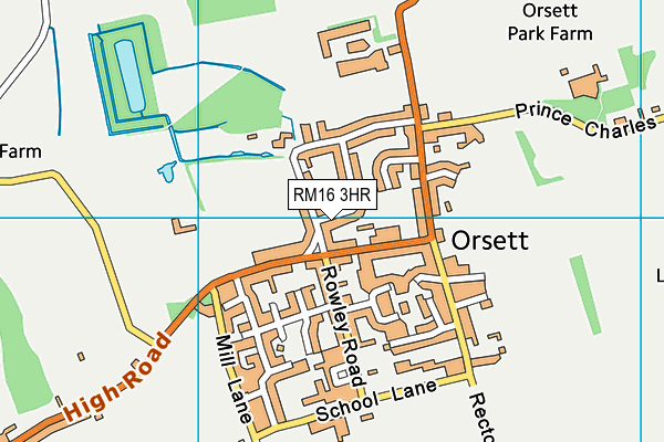 RM16 3HR map - OS VectorMap District (Ordnance Survey)