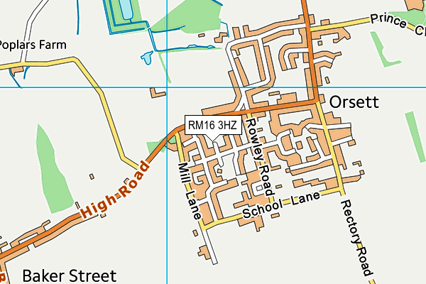 RM16 3HZ map - OS VectorMap District (Ordnance Survey)