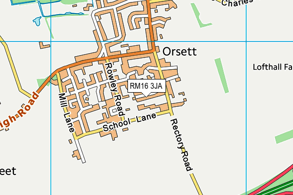 RM16 3JA map - OS VectorMap District (Ordnance Survey)