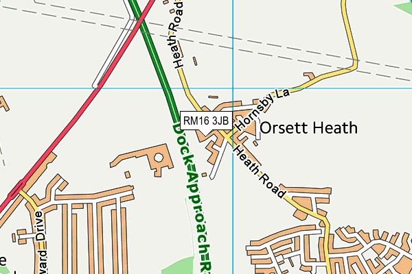 RM16 3JB map - OS VectorMap District (Ordnance Survey)