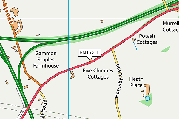 RM16 3JL map - OS VectorMap District (Ordnance Survey)