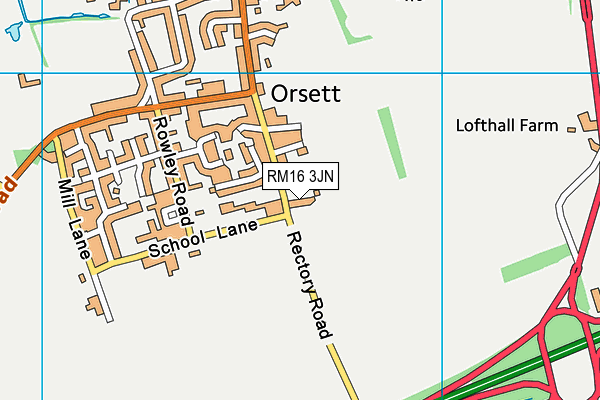 RM16 3JN map - OS VectorMap District (Ordnance Survey)