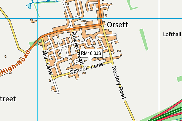 RM16 3JS map - OS VectorMap District (Ordnance Survey)