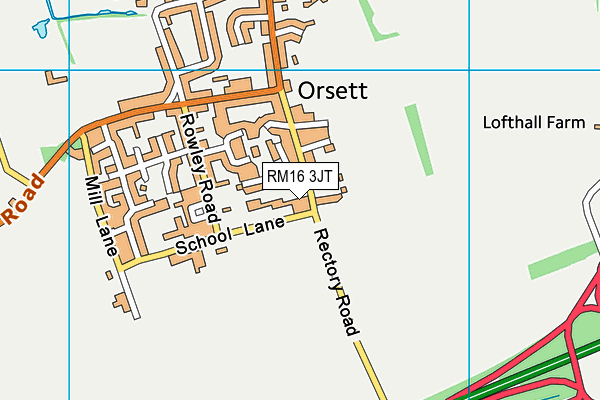 RM16 3JT map - OS VectorMap District (Ordnance Survey)
