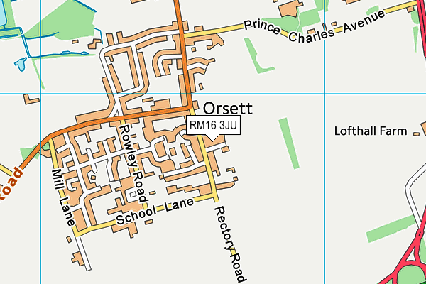 RM16 3JU map - OS VectorMap District (Ordnance Survey)