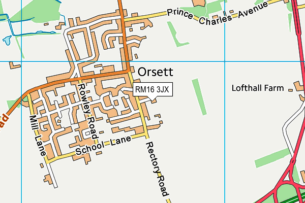 RM16 3JX map - OS VectorMap District (Ordnance Survey)