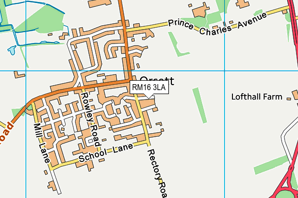 RM16 3LA map - OS VectorMap District (Ordnance Survey)