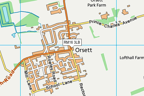 RM16 3LB map - OS VectorMap District (Ordnance Survey)