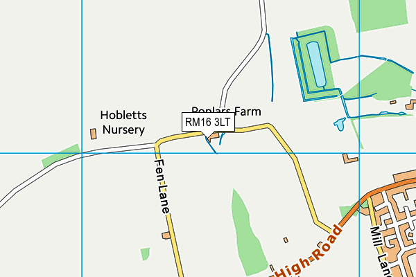 RM16 3LT map - OS VectorMap District (Ordnance Survey)