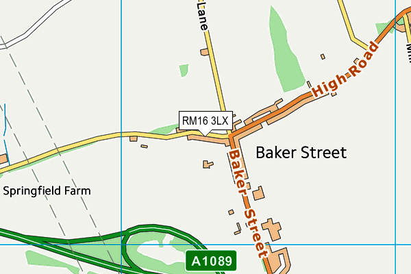 RM16 3LX map - OS VectorMap District (Ordnance Survey)