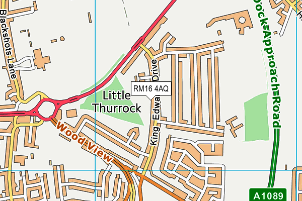 RM16 4AQ map - OS VectorMap District (Ordnance Survey)