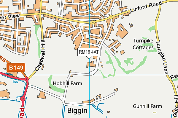 RM16 4AT map - OS VectorMap District (Ordnance Survey)