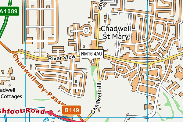 RM16 4AU map - OS VectorMap District (Ordnance Survey)
