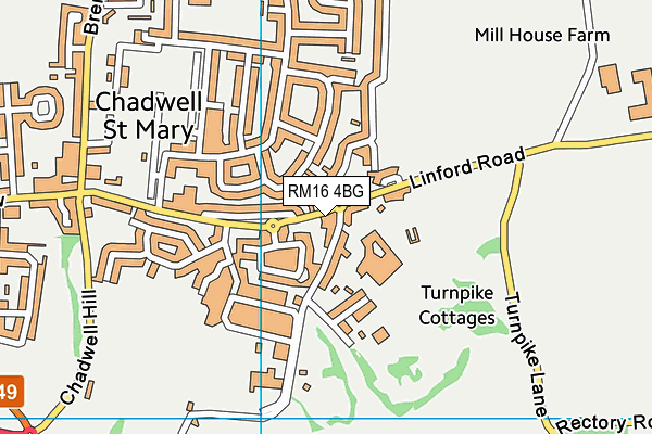 RM16 4BG map - OS VectorMap District (Ordnance Survey)