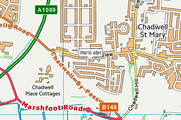 RM16 4BH map - OS VectorMap District (Ordnance Survey)