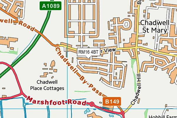 RM16 4BT map - OS VectorMap District (Ordnance Survey)