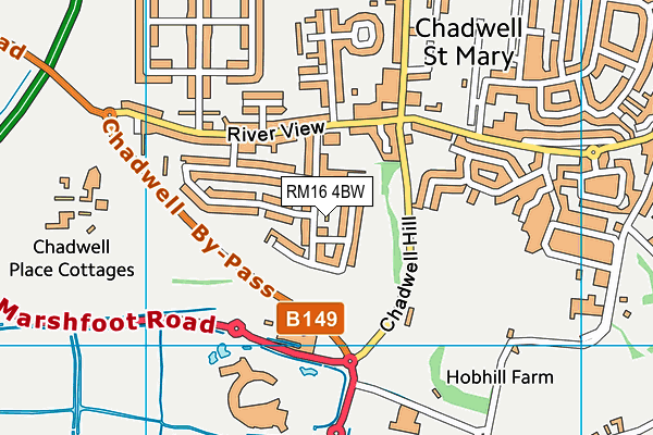 RM16 4BW map - OS VectorMap District (Ordnance Survey)