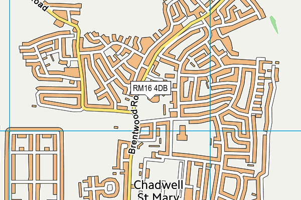 RM16 4DB map - OS VectorMap District (Ordnance Survey)