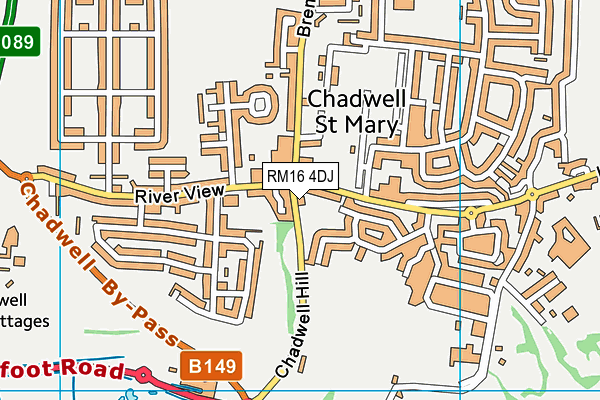 RM16 4DJ map - OS VectorMap District (Ordnance Survey)