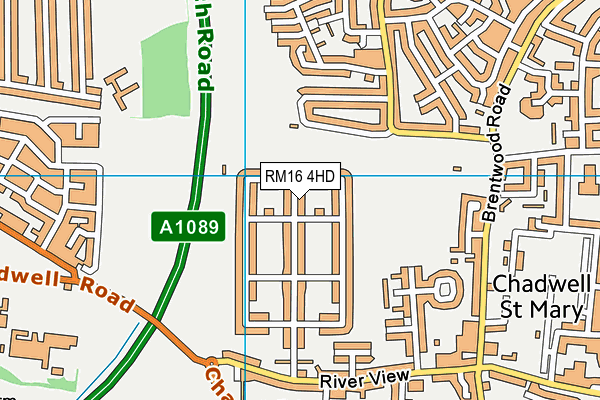 RM16 4HD map - OS VectorMap District (Ordnance Survey)