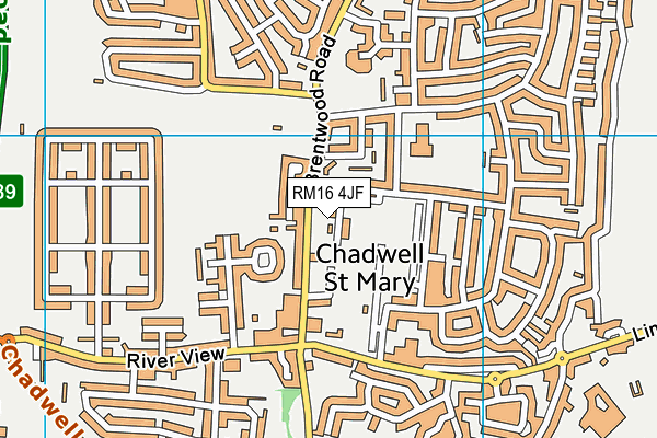 RM16 4JF map - OS VectorMap District (Ordnance Survey)