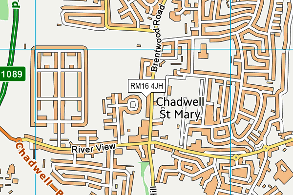 RM16 4JH map - OS VectorMap District (Ordnance Survey)