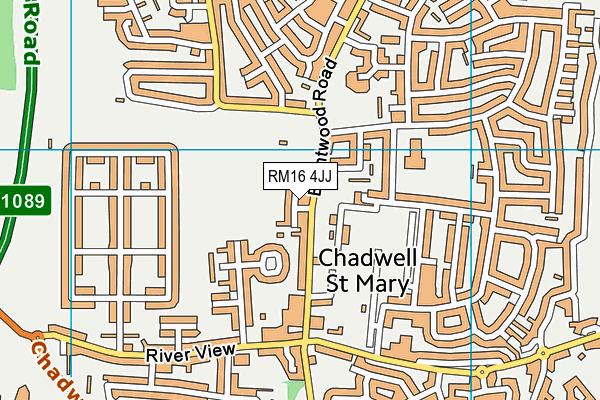 RM16 4JJ map - OS VectorMap District (Ordnance Survey)