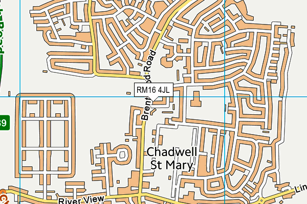 RM16 4JL map - OS VectorMap District (Ordnance Survey)