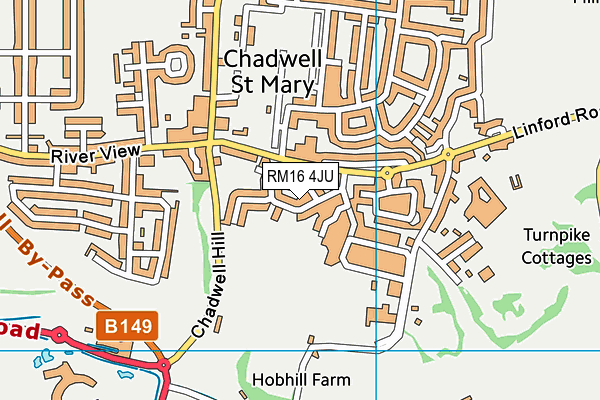 RM16 4JU map - OS VectorMap District (Ordnance Survey)