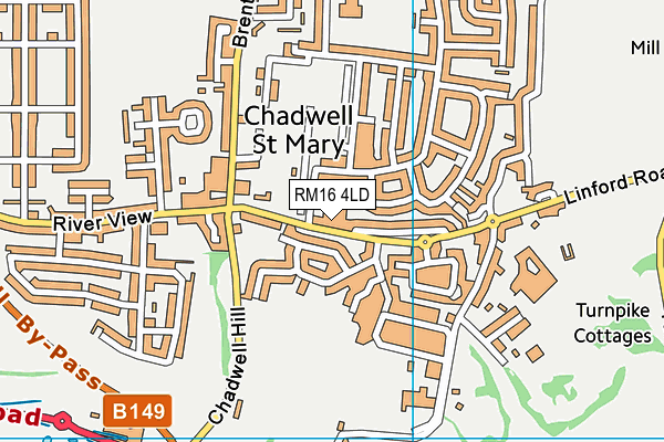 RM16 4LD map - OS VectorMap District (Ordnance Survey)