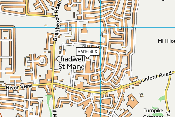 RM16 4LX map - OS VectorMap District (Ordnance Survey)