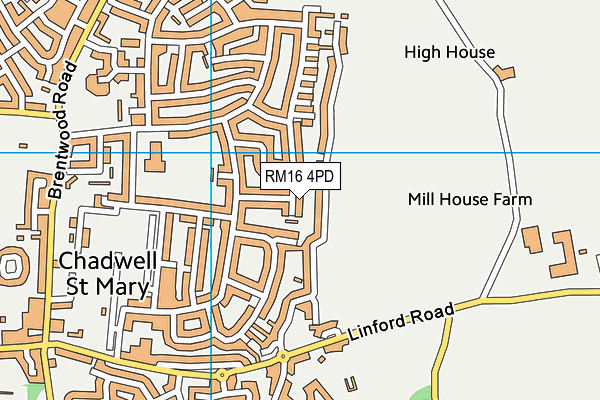 RM16 4PD map - OS VectorMap District (Ordnance Survey)