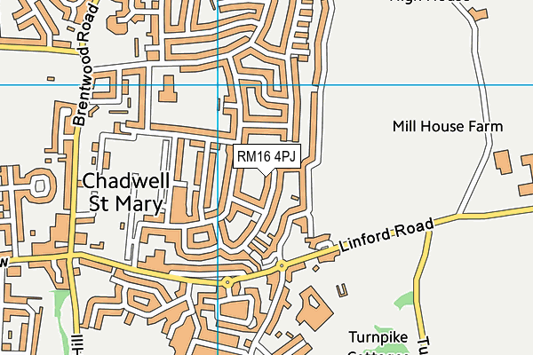 RM16 4PJ map - OS VectorMap District (Ordnance Survey)