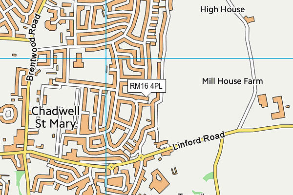 RM16 4PL map - OS VectorMap District (Ordnance Survey)