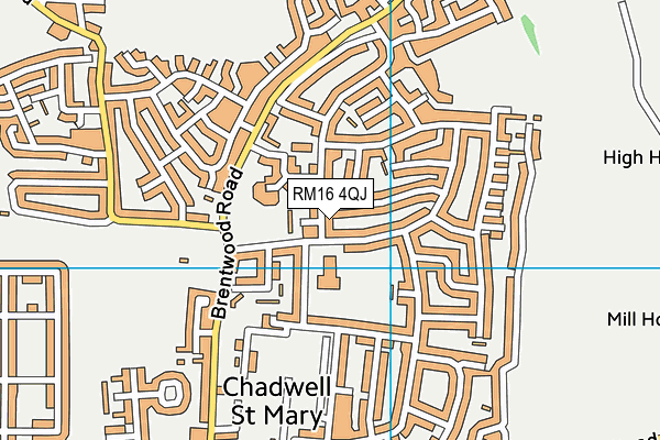 RM16 4QJ map - OS VectorMap District (Ordnance Survey)