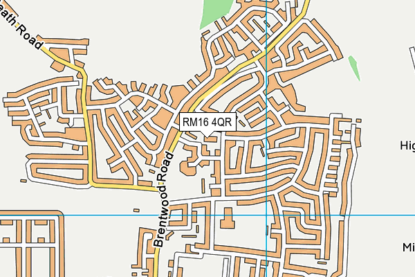 RM16 4QR map - OS VectorMap District (Ordnance Survey)