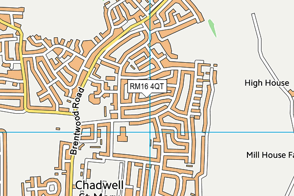 RM16 4QT map - OS VectorMap District (Ordnance Survey)