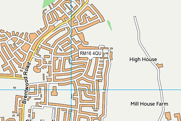 RM16 4QU map - OS VectorMap District (Ordnance Survey)
