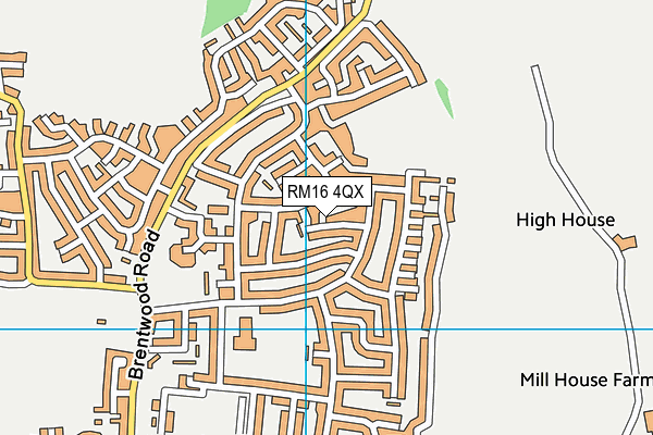 RM16 4QX map - OS VectorMap District (Ordnance Survey)