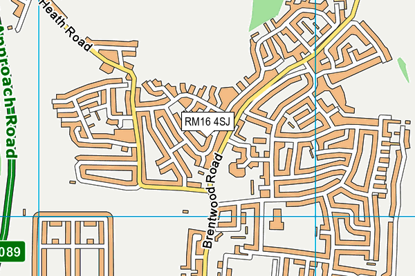 RM16 4SJ map - OS VectorMap District (Ordnance Survey)