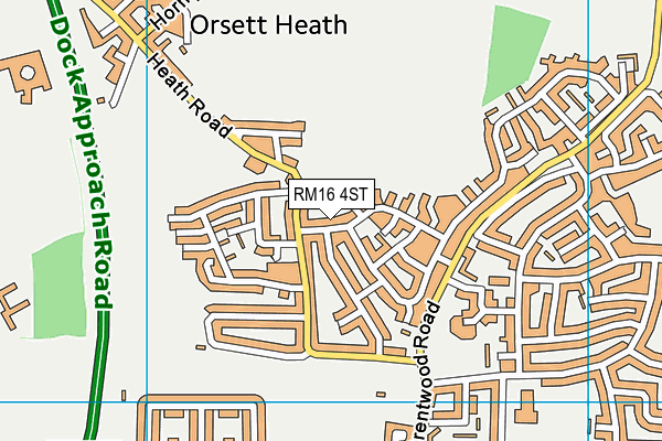 RM16 4ST map - OS VectorMap District (Ordnance Survey)