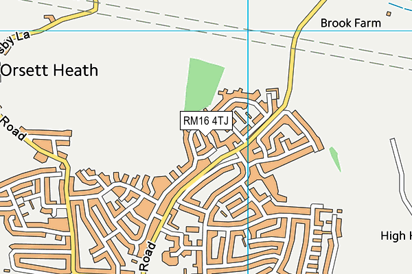 RM16 4TJ map - OS VectorMap District (Ordnance Survey)