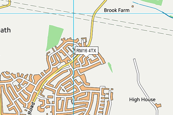 RM16 4TX map - OS VectorMap District (Ordnance Survey)