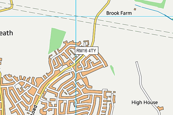 RM16 4TY map - OS VectorMap District (Ordnance Survey)
